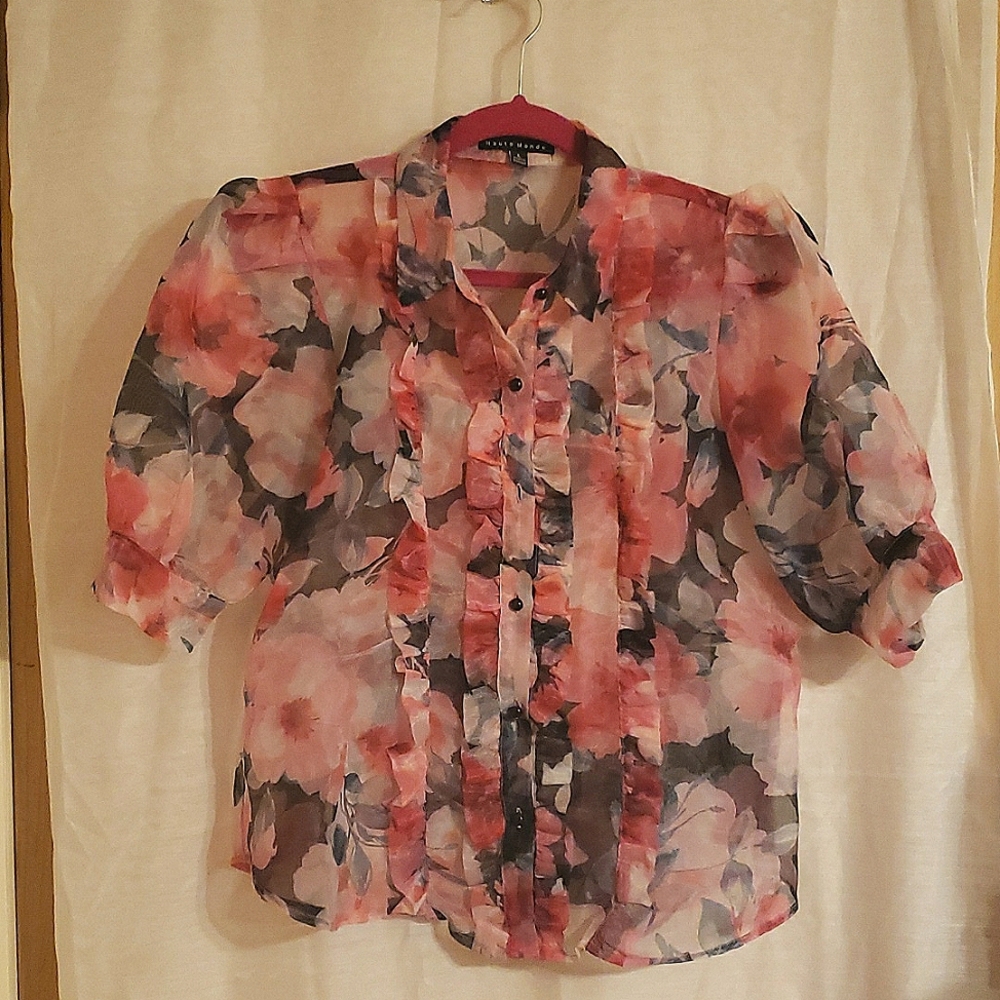 Women Sheer Button up blouse